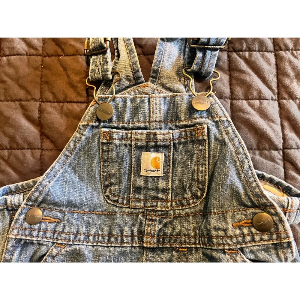Carhartt Kids‎ Blue Denim Bib Overalls Master Cloth 9M Medium Wash RN 13706